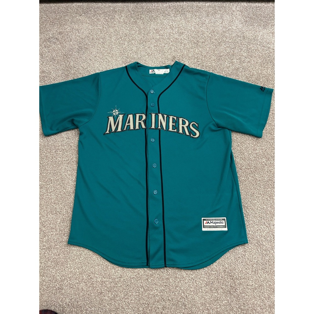 Majestic Seattle Mariners Jersey Mens Large Green Excellent Cool Base MLB